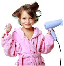 girl with hairdryer